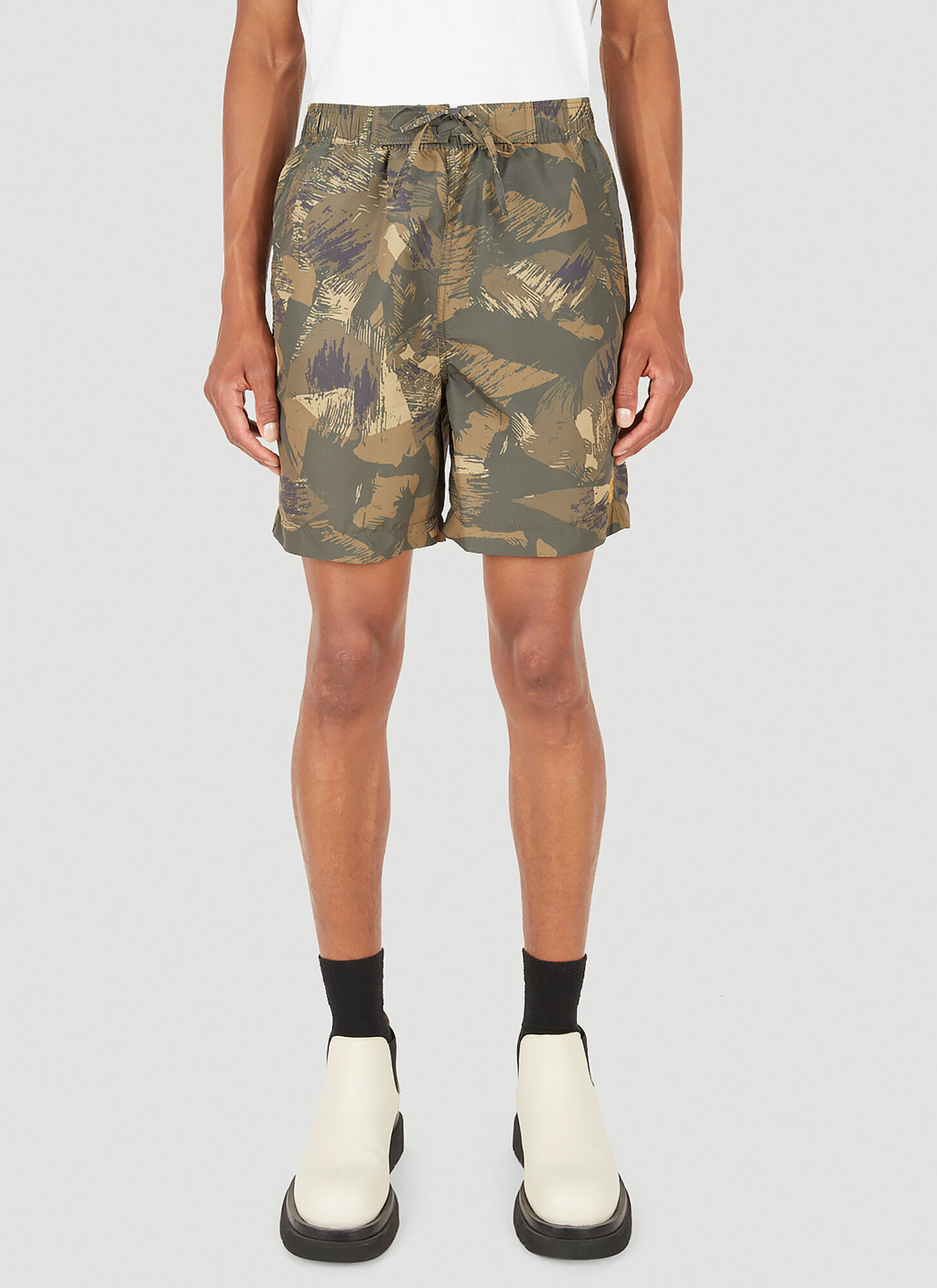 Isabel Marant Hydra Abstract Camo Swim Trunks In Khaki