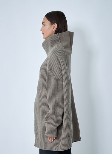 Ribbed Zip-Up Cardigan MM6 Maison Margiela Ribbed Zip-Up Cardigan Beige mmm0262002