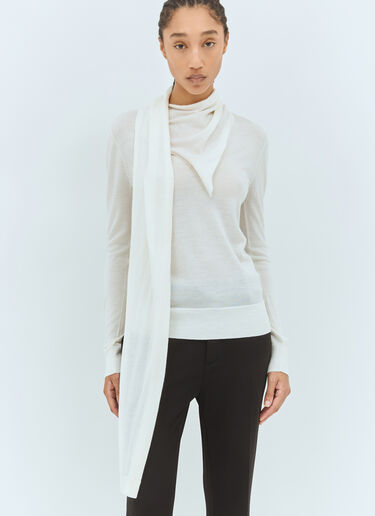 TOTEME Draped-Scarf Wool-Blend Top Cream tot0258011