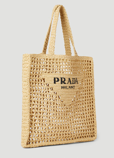 Prada Raffia Logo Tote Bag Beige pra0252016