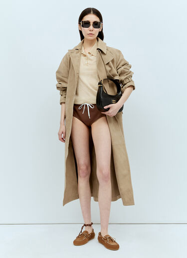 Miu Miu Logo Embroidery Bikini Briefs Brown miu0256044