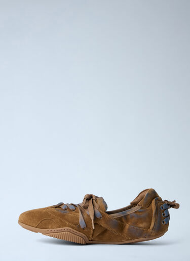 Acne Studios Lace-Up Suede Flats Brown acn0264013