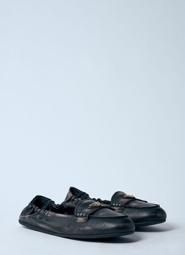 Prada Logo Plaque Loafters Black pra0260006