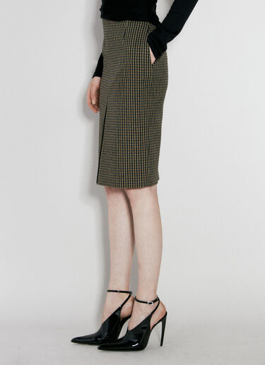 Saint Laurent Wool-Blend Checked Midi Skirt Brown sla0254125