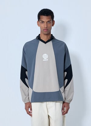 Metalwood Contrast Panel V-Neck Top Beige met0164010