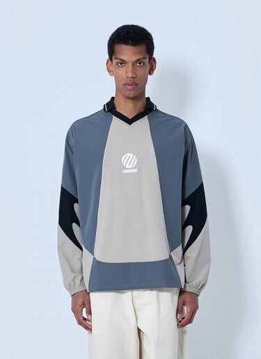 Metalwood Contrast Panel V-Neck Top Beige met0164010