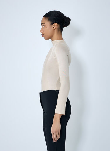 SKIN SERIES High-Neck Bodysuit in Ribbed Knit Beige sks0264002