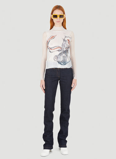 JW Anderson 透明褶皱印花衬托上衣 白色 jwa0246025