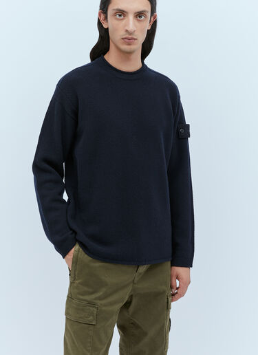 Stone Island Ghost Compass Patch Wool Sweater Navy sto0154014