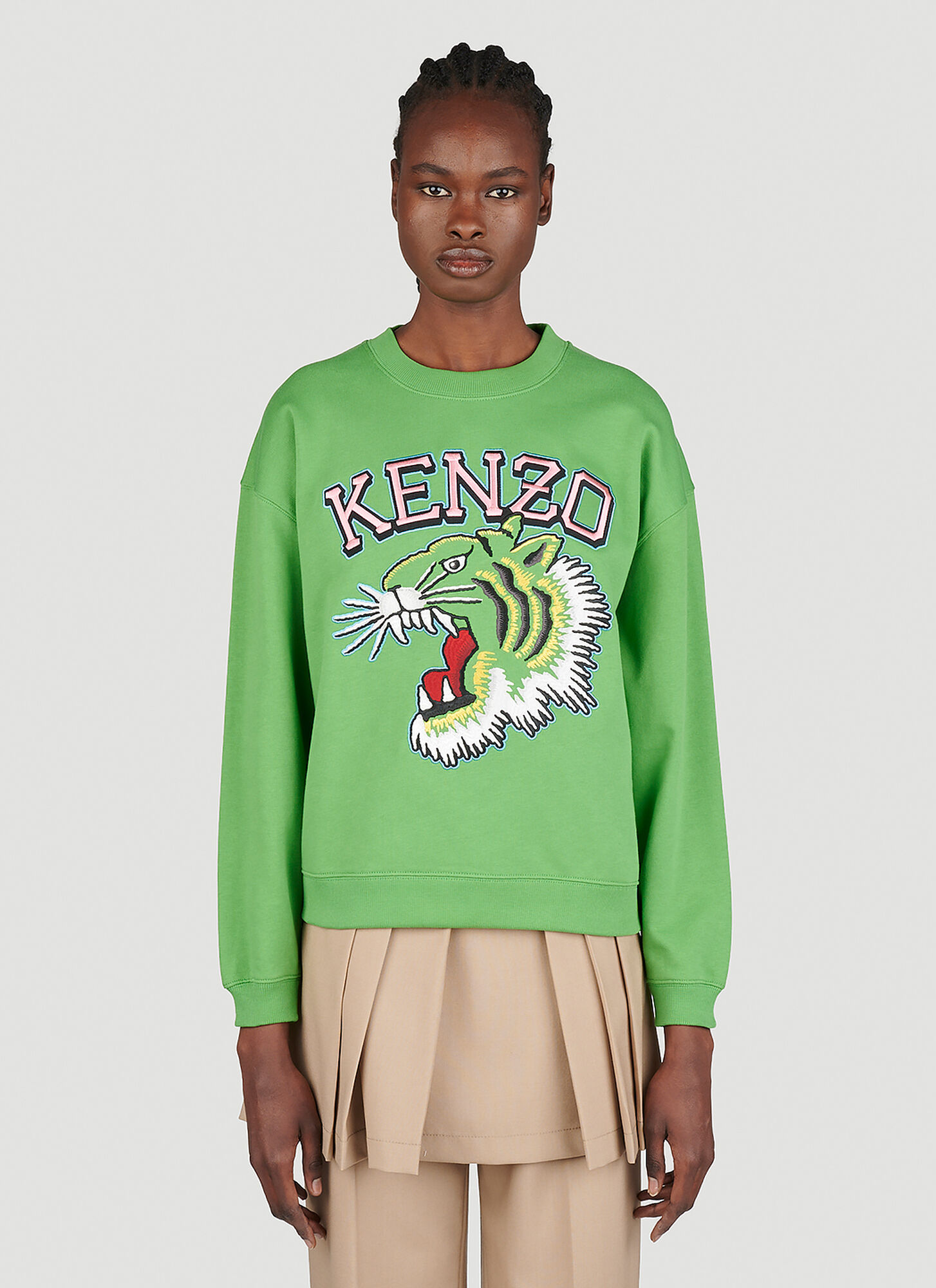 Shop Kenzo Tiger Varsity Sweatshirt In Green