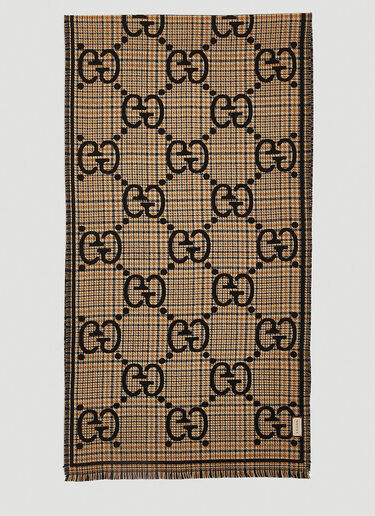 Check Jacquard Scarf Gucci Check Jacquard Scarf Brown guc0359005