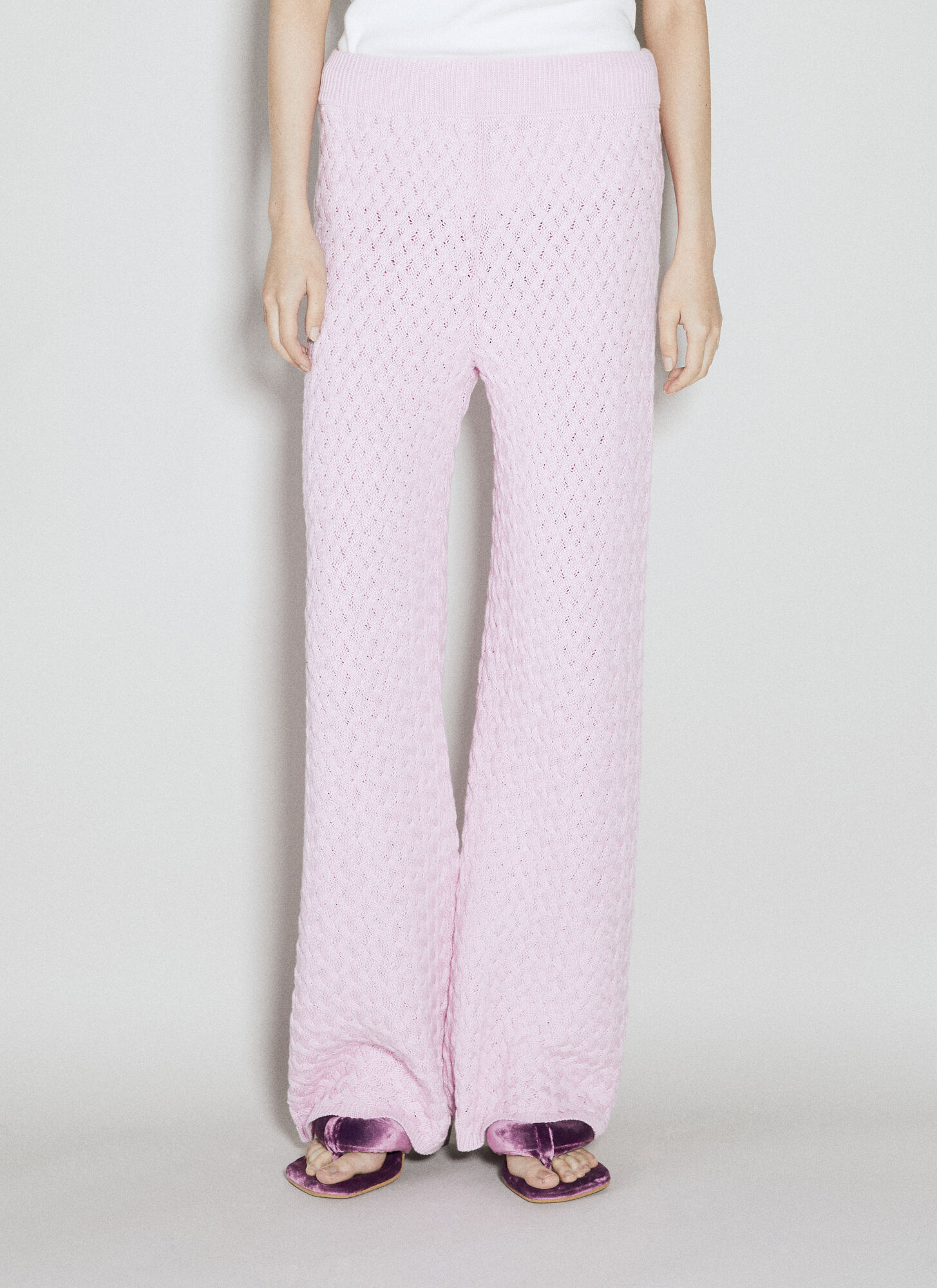 Isa Boulder Cableweave Trousers In Pink