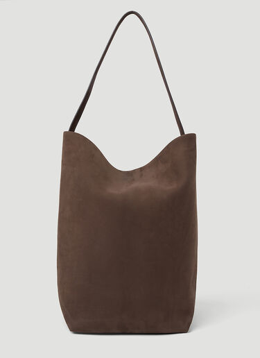 The Row Large N/S Leather Tote Bag Brown row0253043