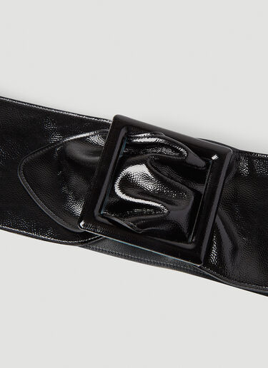 LN-CC® - Saint Laurent: Glossed Waist Belt - Black Saint Laurent Glossed Waist Belt Black sla0245116