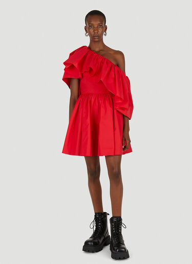Alexander McQueen Asymmetric Ruffle Mini Dress Red amq0250065