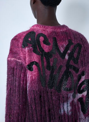 Acne Studios プリント入りニットセーター  パープル acn0160002
