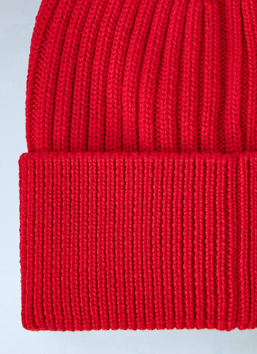 LN-CC® - Moncler Grenoble: Ribbed Knit Beanie - Red Moncler Grenoble Ribbed Knit Beanie Red mog0165013