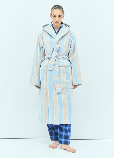 Tekla Striped Hooded Bathrobe Blue tek0355010