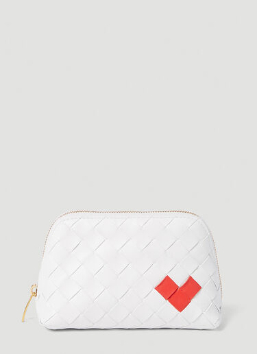 Bottega Veneta イントレチャート ビューティーポーチ ホワイト bov0255088