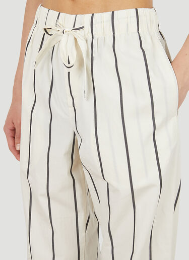 Tekla Striped Drawstring Pyjama Pants Beige tek0351024