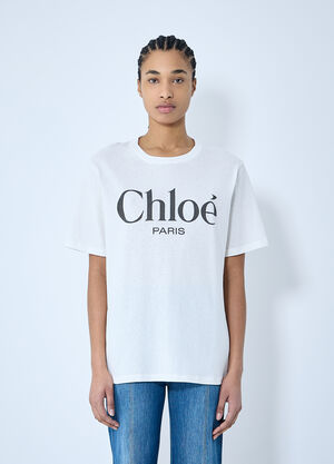 Chloé Oversized Logo T-Shirt Beige chl0259043