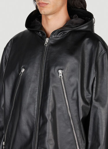 MM6 Maison Margiela Leather Hooded Jacket Black mmm0153002
