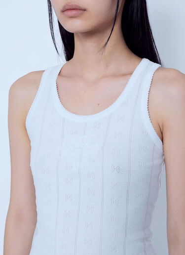 LN-CC® - GANNI: Compact Pointelle Rib Jersey Tank Top - White GANNI Compact Pointelle Rib Jersey Tank Top White gan0265007