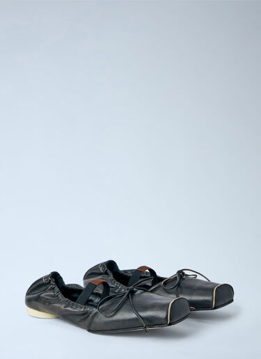 MM6 Maison Margiela Square Toe Bow Ballerina Shoes Brown mmm0264056