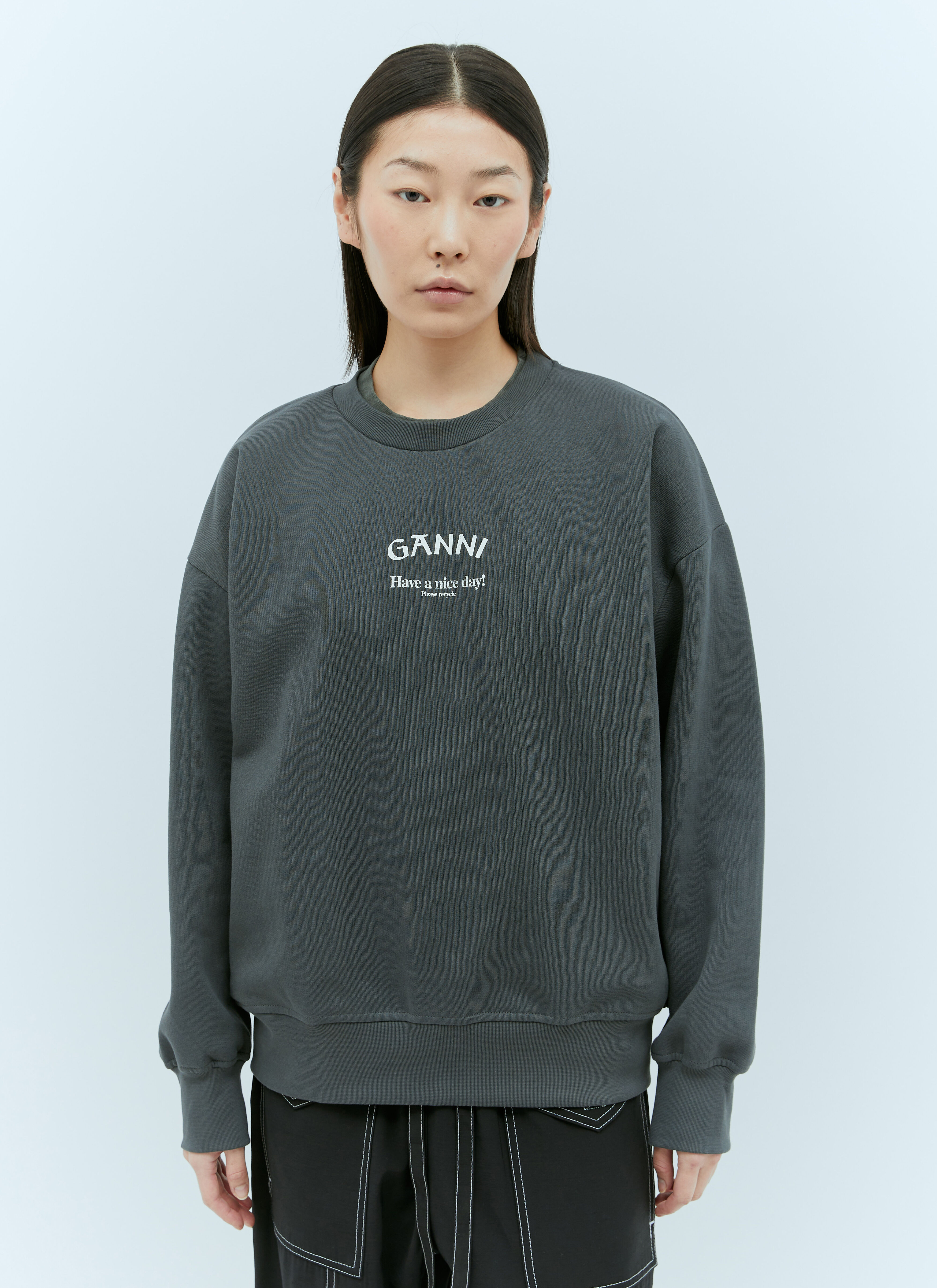 GANNI Women s Isoli Oversized Sweatshirt in Grey LN CC