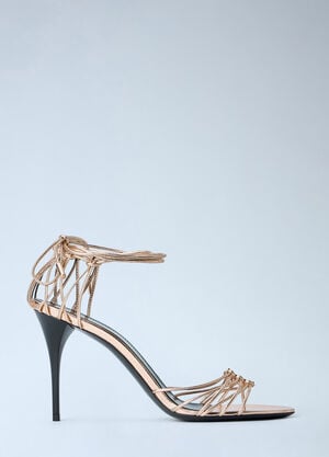 Saint Laurent Babylone Stiletto Sandals in Metallic Leather Pink sla0263034