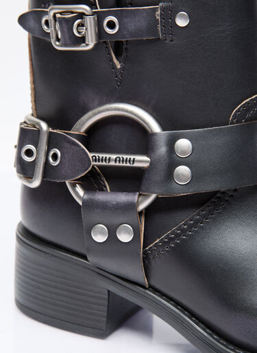 Miu Miu Vintage-look Leather Boots Black miu0256049