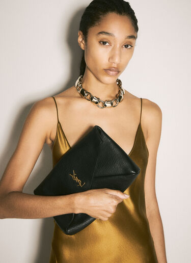 Saint Laurent Cassandre Large Envelope Pouch Black sla0257108