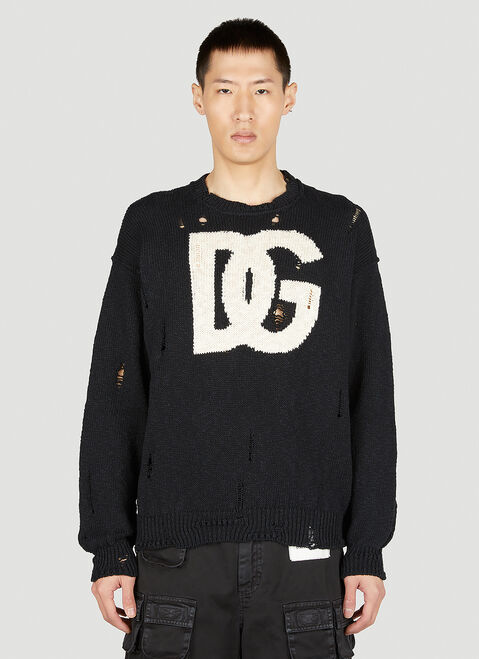 Dolce & Gabbana Distressed Logo Sweater Black dol0154004