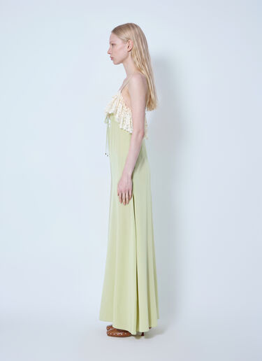 Chlo é Thin-Strap Long Dress In Crêpe De Chine & Lace Green chl0265015