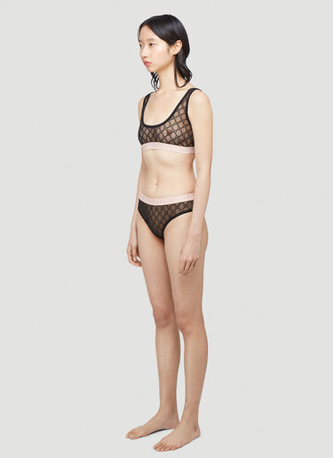 Gucci Women's GG Logo Sheer-Lace Lingerie Set in Black