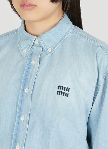 Miu Miu Cropped Denim Shirt Blue miu0250028