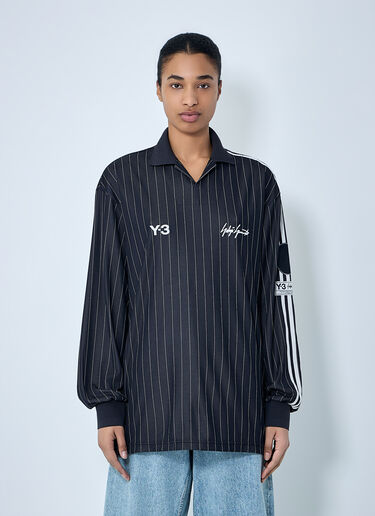 Pinstripe Long Sleeve Polo Shirt Y-3 Pinstripe Long Sleeve Polo Shirt Black yyy0364042