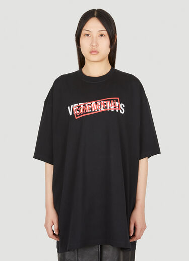 VETEMENTS 콘피덴셜 로고 티셔츠 블랙 vet0250029