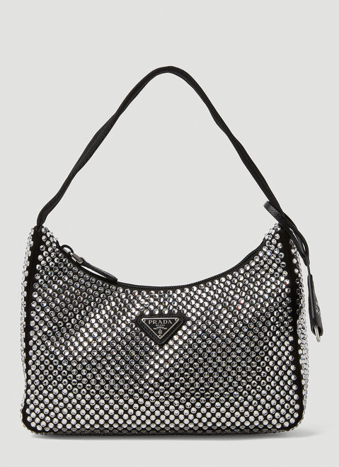 Prada Crystal Re-Edition 2005 Mini Shoulder Bag Black pra0149079