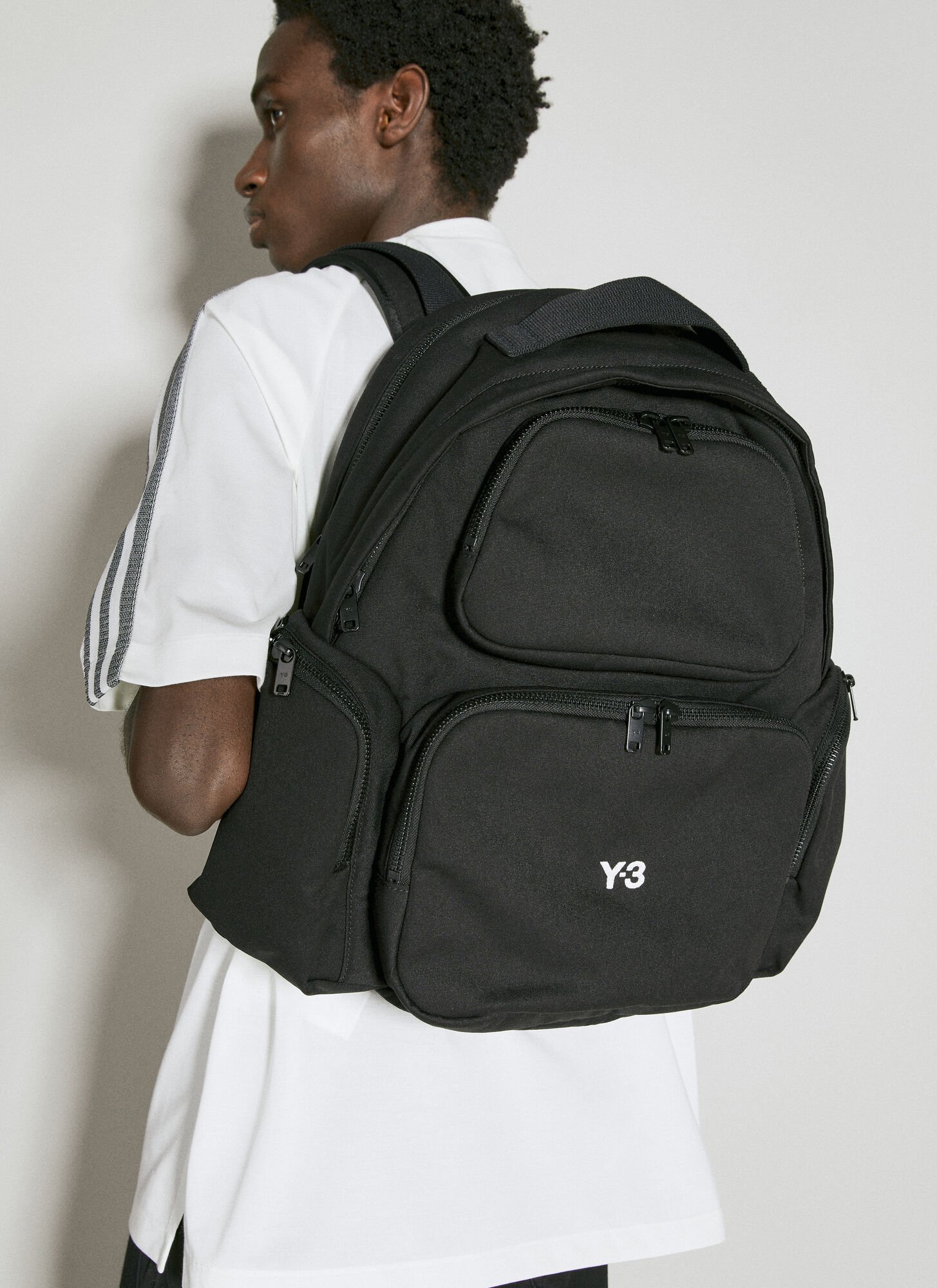 Shop Y-3 Logo Embroidery Backpack In Black