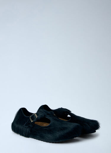 LN-CC® - Birkenstock 1774 x SFTM: Paris The Rebel Fur Slip Ons - Black Birkenstock 1774 x SFTM Paris The Rebel Fur Slip Ons Black brs0265006