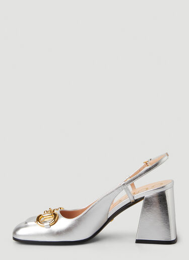 Gucci Baby 75 Slingback Heels Silver guc0247128