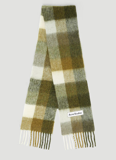 Acne Studios 徽标贴饰格纹围巾 绿色 acn0154039