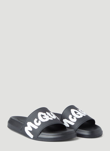 Alexander McQueen Embossed Logo Print Slides Black amq0147041