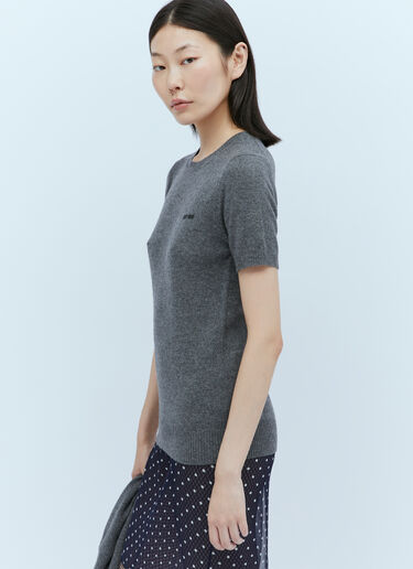 Logo Embroidery Cashmere Knit Sweater Miu Miu Logo Embroidery Cashmere Knit Sweater Grey miu0254005