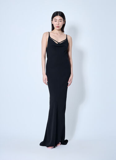 Mugler Crepe Maxi Dress Black mug0259003