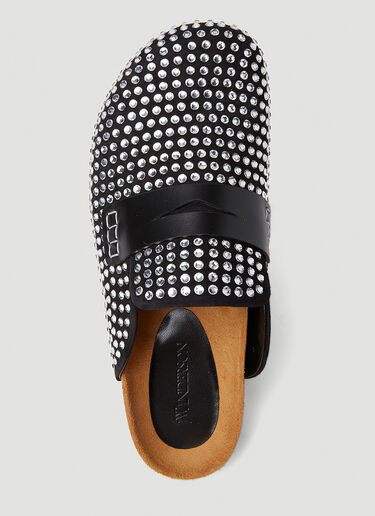 JW Anderson Crystal Backless Penny Loafers Black jwa0251029