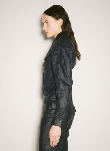 Mugler Waxed Denim Jacket Black mug0258018