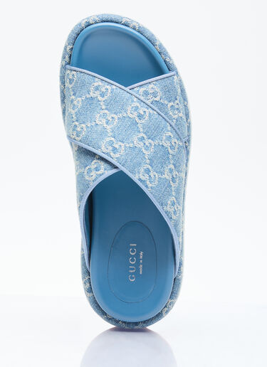 Gucci GG Denim Platform Sandals Blue guc0255083