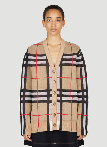 Burberry Iconic Check Jacquard Cardigan Beige bur0253021